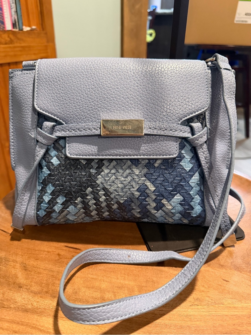 Nine West Light Blue Woven Accent Crossbody